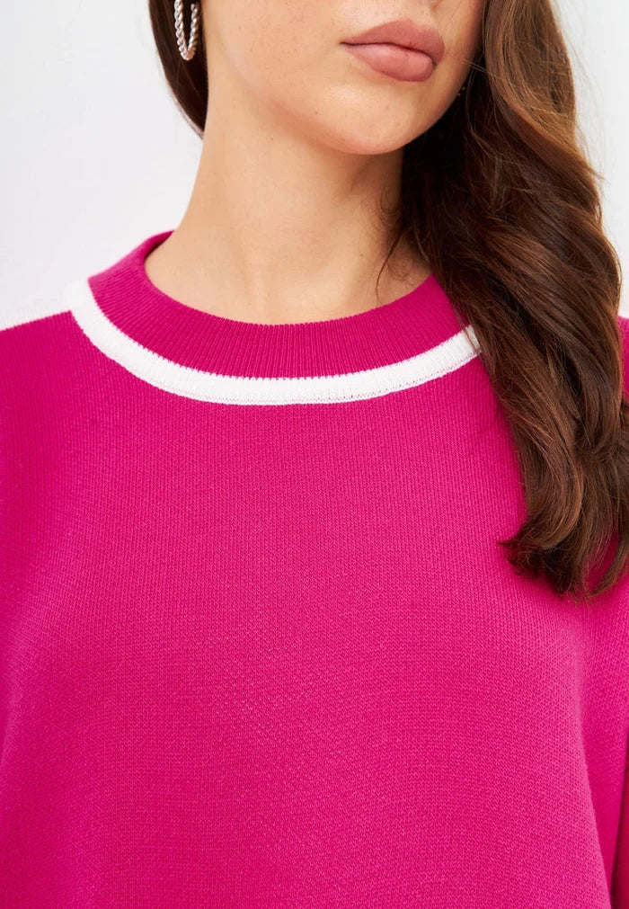 A cozy and stylish pink knitted jogger set for women, perfect for a casual knitwear outfit - CG pink jogger set.