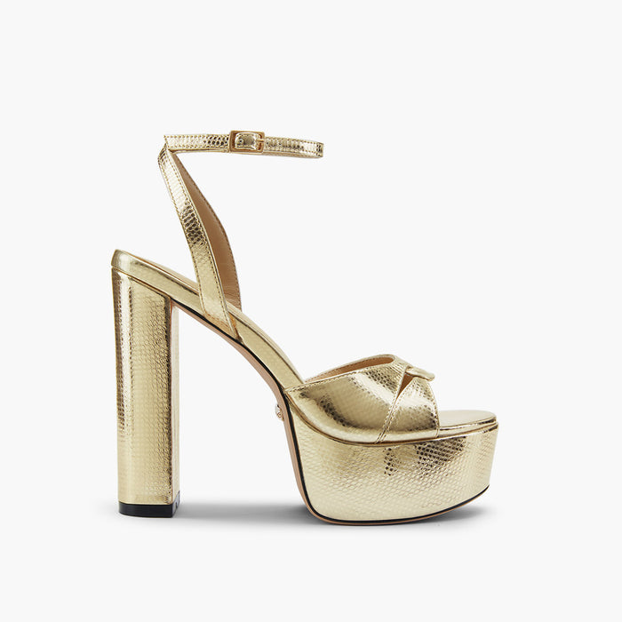 CHARLOTTE GOLD - platform leather sandals