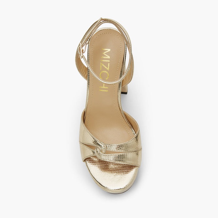 CHARLOTTE GOLD - platform leather sandals