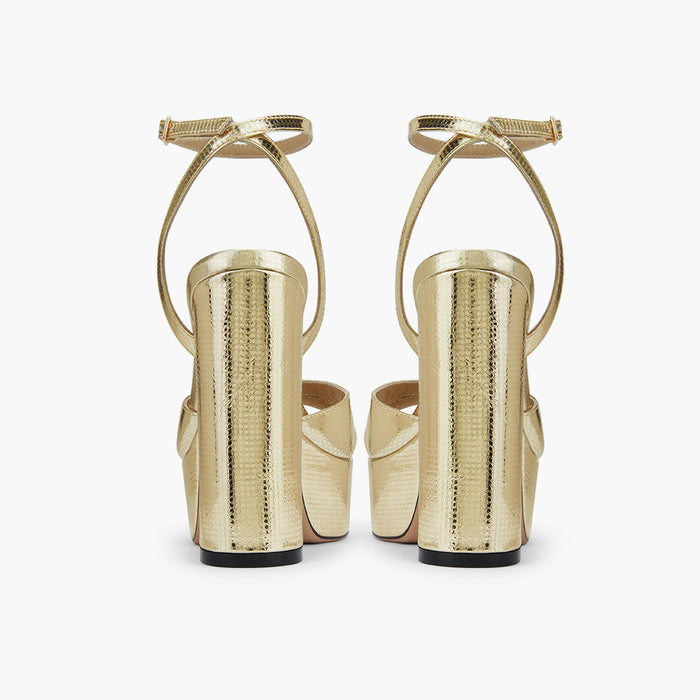 CHARLOTTE GOLD - platform leather sandals