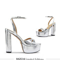 CHARLOTTE SILVER - platform leather sandals