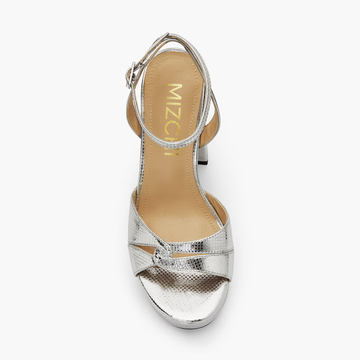 CHARLOTTE SILVER - platform leather sandals