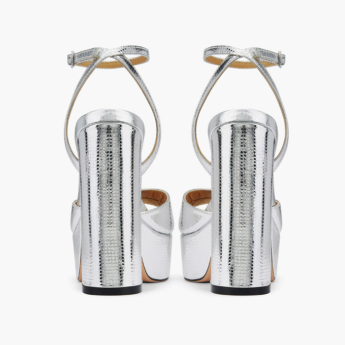 CHARLOTTE SILVER - platform leather sandals