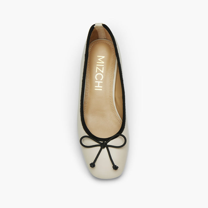 Chiara - Ivory 3cm Ballet Pumps