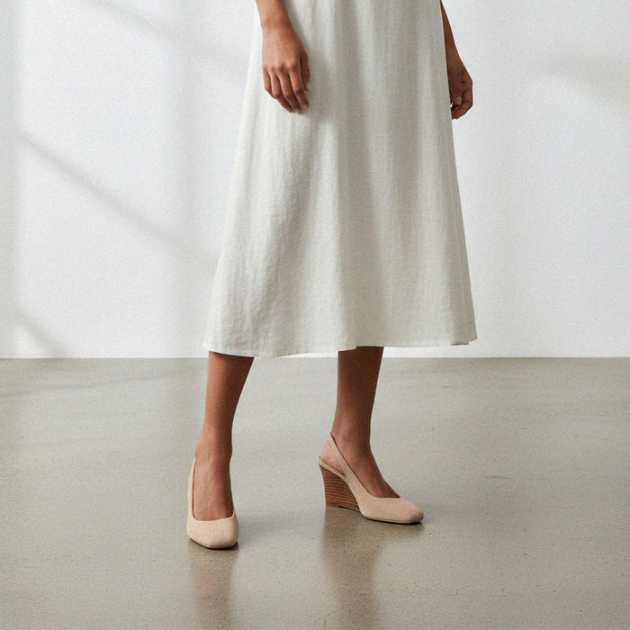 Chibon Beige - Suede Wedges