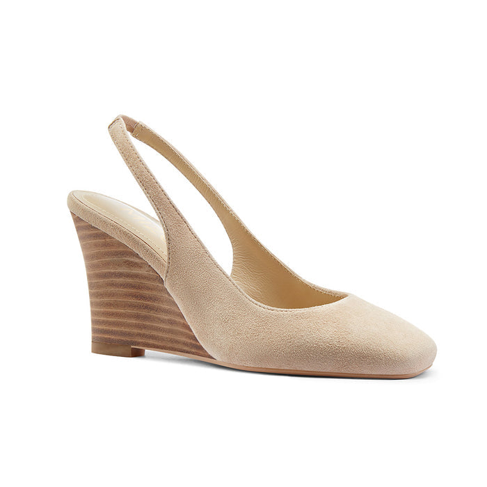 Chibon Beige - Suede Wedges