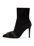 A fashionable pair of suede ankle booties, perfect for a chic and stylish look.