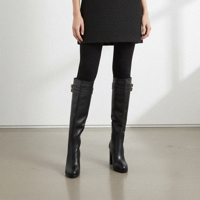 CHICAGO BLACK - leather knee boots