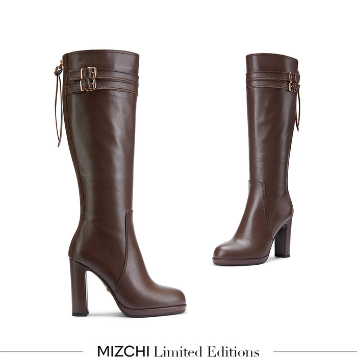 CHICAGO BROWN - leather knee boots