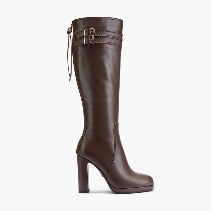 CHICAGO BROWN - leather knee boots