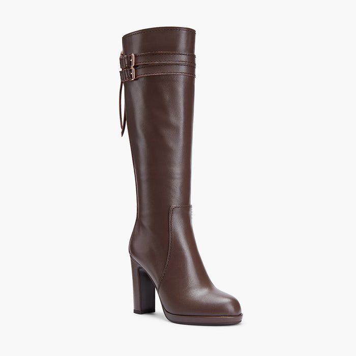 CHICAGO BROWN - leather knee boots