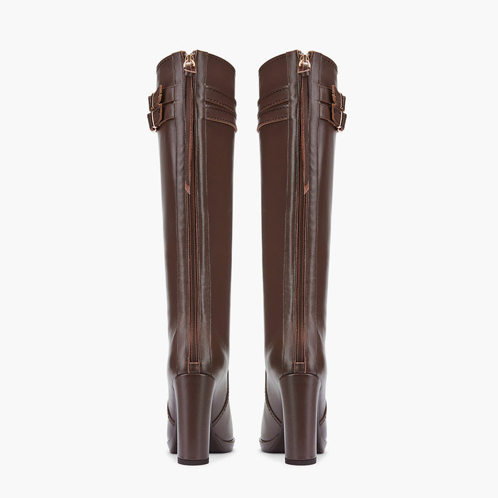 CHICAGO BROWN - leather knee boots
