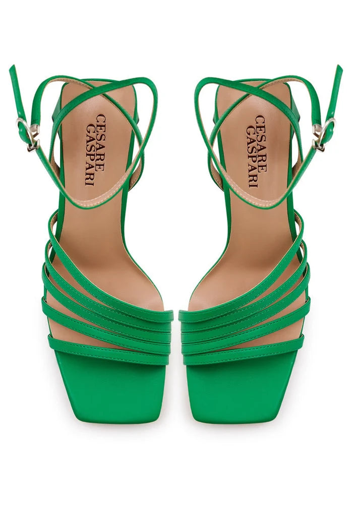 A stylish pair of chunky green comfort sandals, perfect for summer days and trendy fashion.