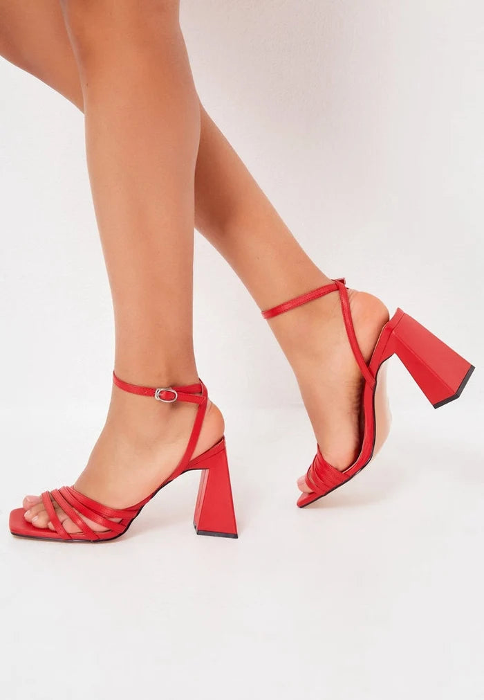 A fashionable pair of red chunky comfort sandals for women, the perfect blend of style and comfort in women's sandals.