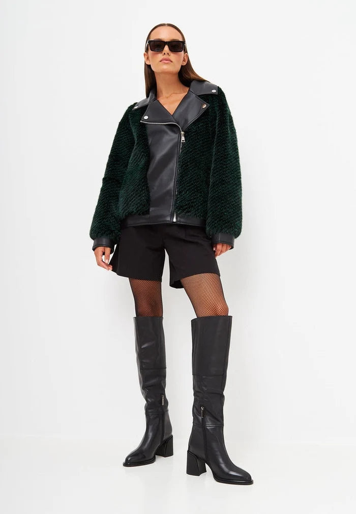 A stylish pair of women's black block heel boots, perfect for a classic, chic look.