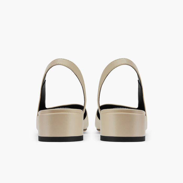 Contessa - Beige Leather Slingback