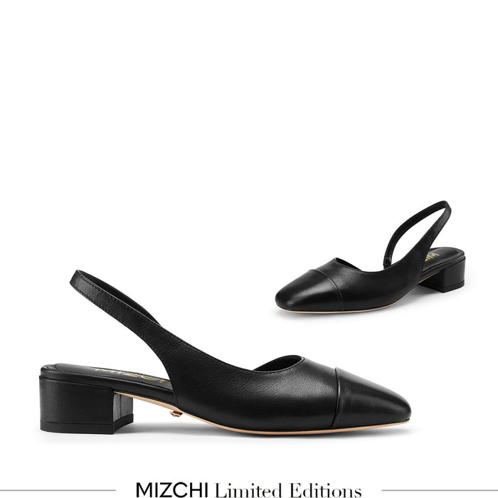 Contessa - Black Leather Slingback