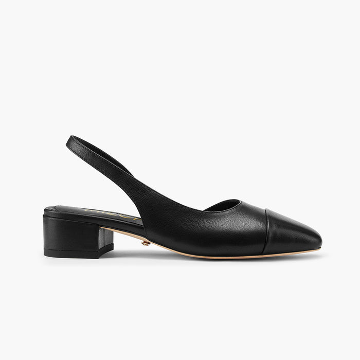 Contessa - Black Leather Slingback