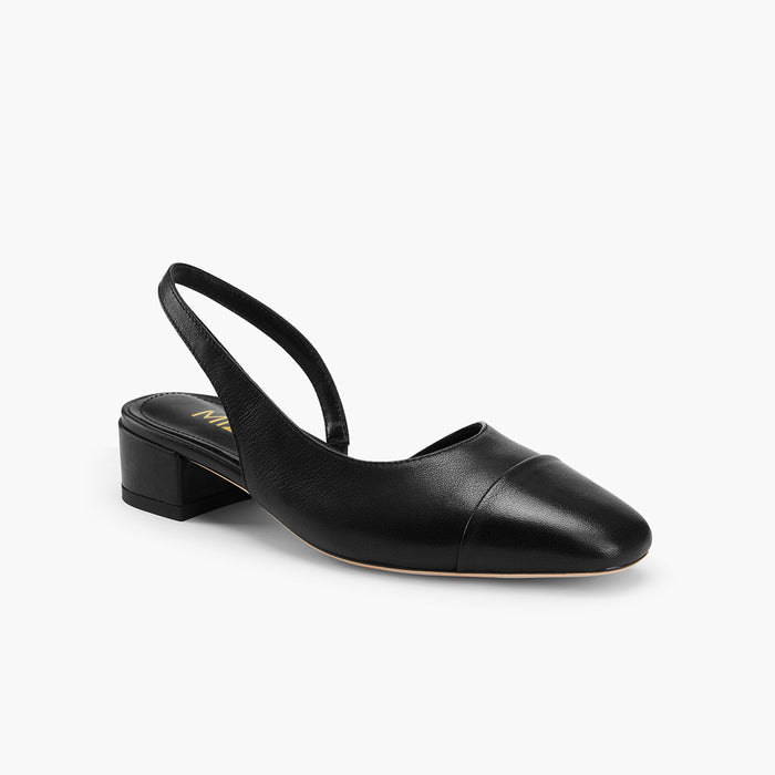 Contessa - Black Leather Slingback