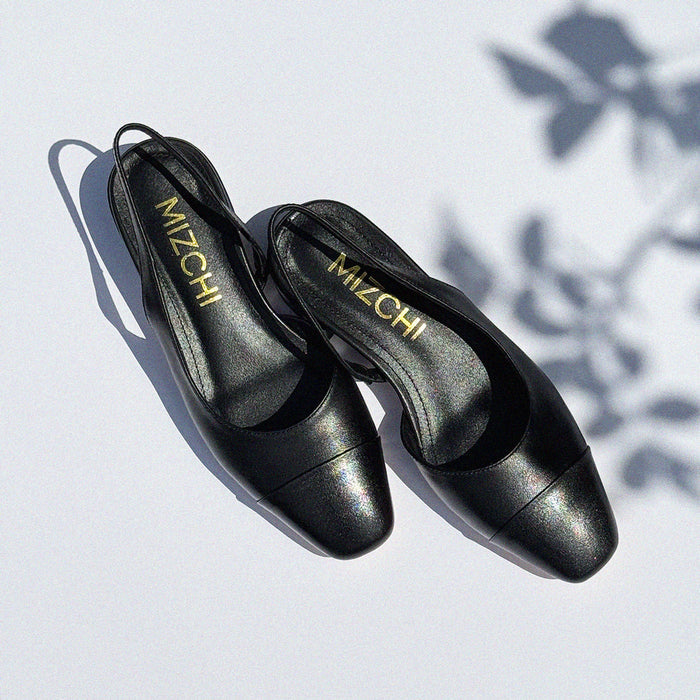 Contessa - Black Leather Slingback