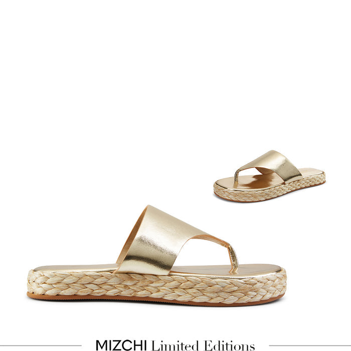 Cosmo Gold -flatform espadrille sandals