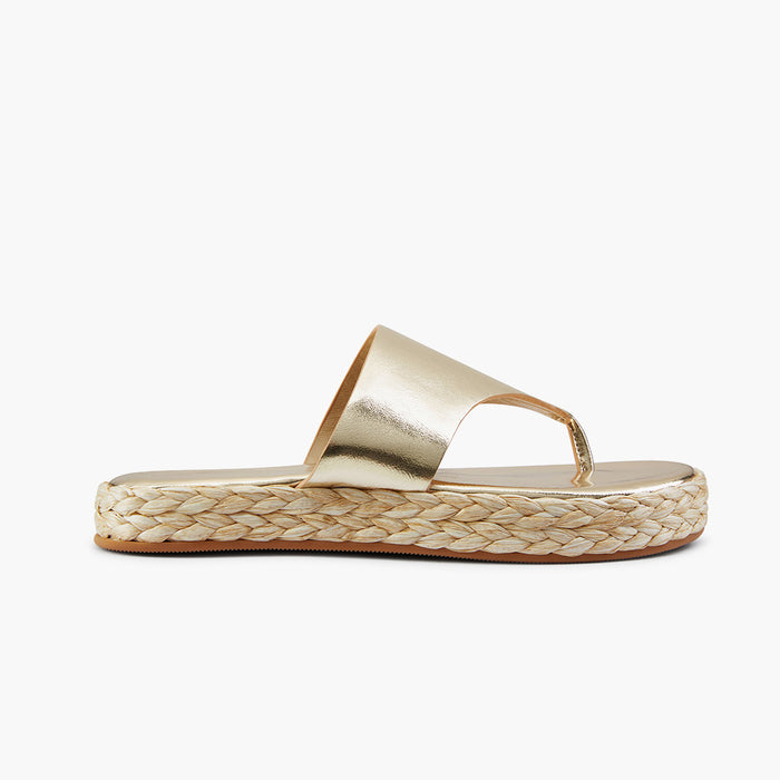 Cosmo Gold -flatform espadrille sandals