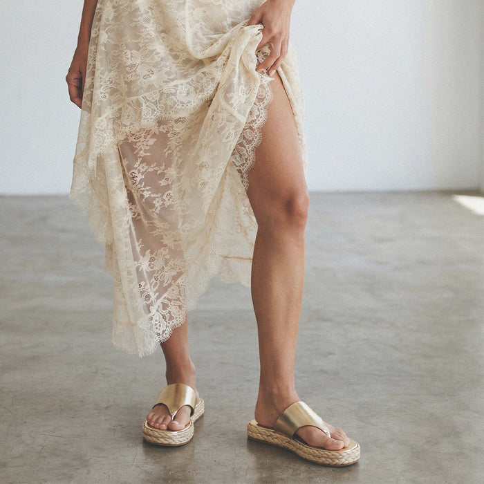 Cosmo Gold -flatform espadrille sandals