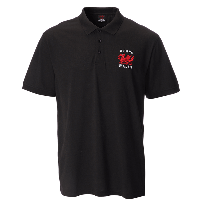 David Basic Black Cymru Wales Polo Shirt