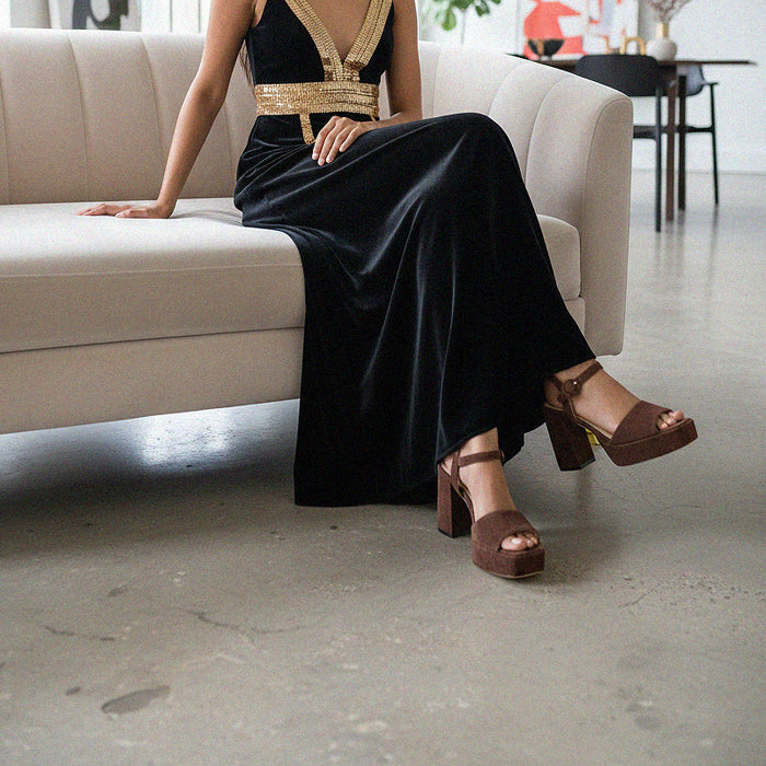 DELLA BROWN - suede platform sandals