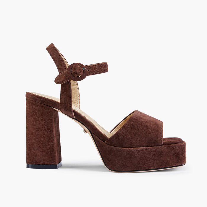 DELLA BROWN - suede platform sandals