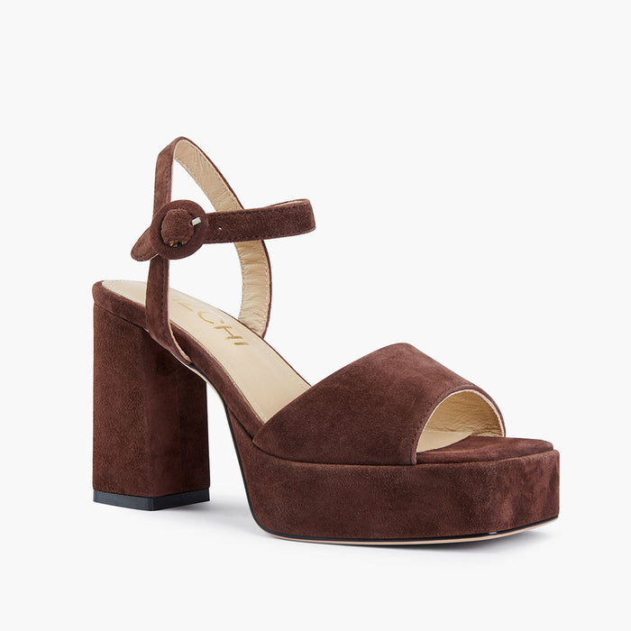 DELLA BROWN - suede platform sandals