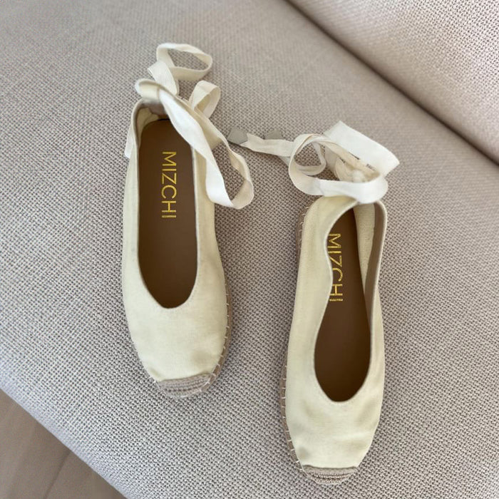 DELPHINE - espadrille lace up flatform