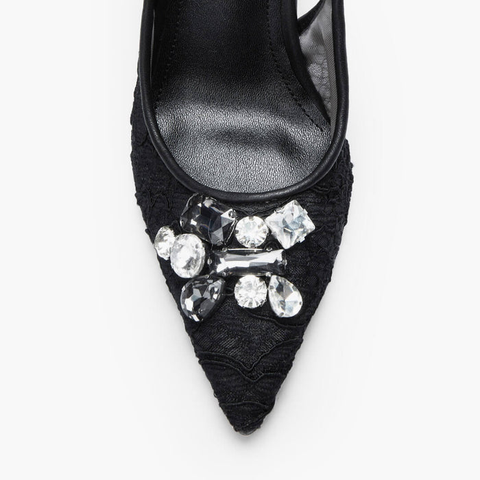 DIAMOND- black lace slingback