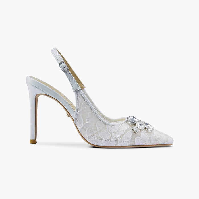 DIAMOND- ivory lace slingback