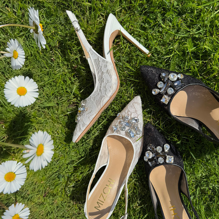 DIAMOND- ivory lace slingback