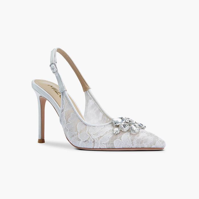 DIAMOND- ivory lace slingback