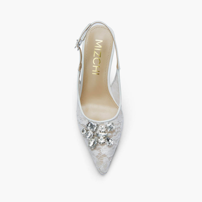 DIAMOND- ivory lace slingback