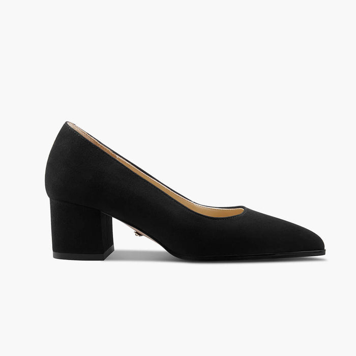 DIARA BLACK - suede chunky heel pumps
