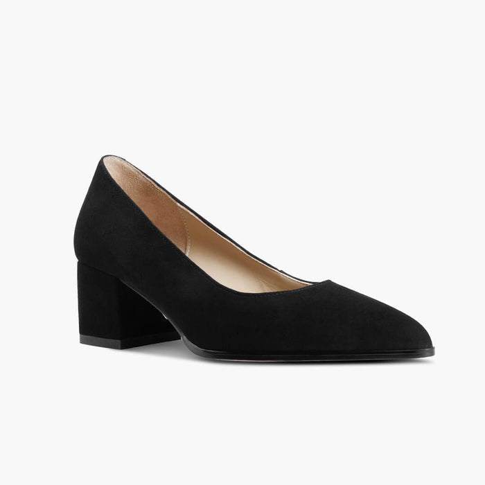 DIARA BLACK - suede chunky heel pumps