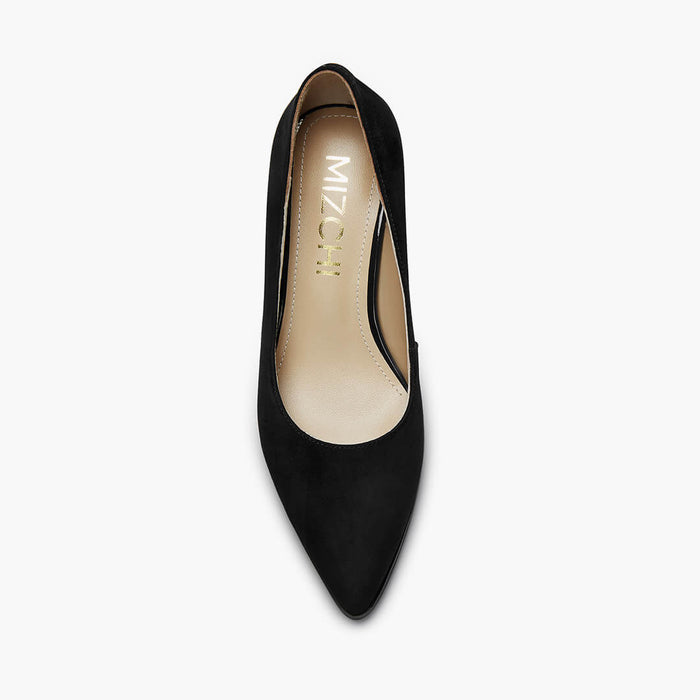 DIARA BLACK - suede chunky heel pumps