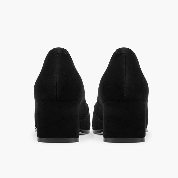 DIARA BLACK - suede chunky heel pumps