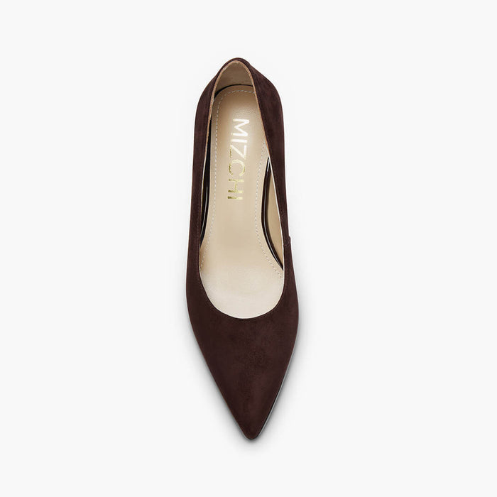 DIARA CHOCOLATE - suede chunky heel pumps