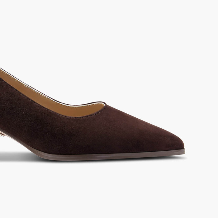 DIARA CHOCOLATE - suede chunky heel pumps