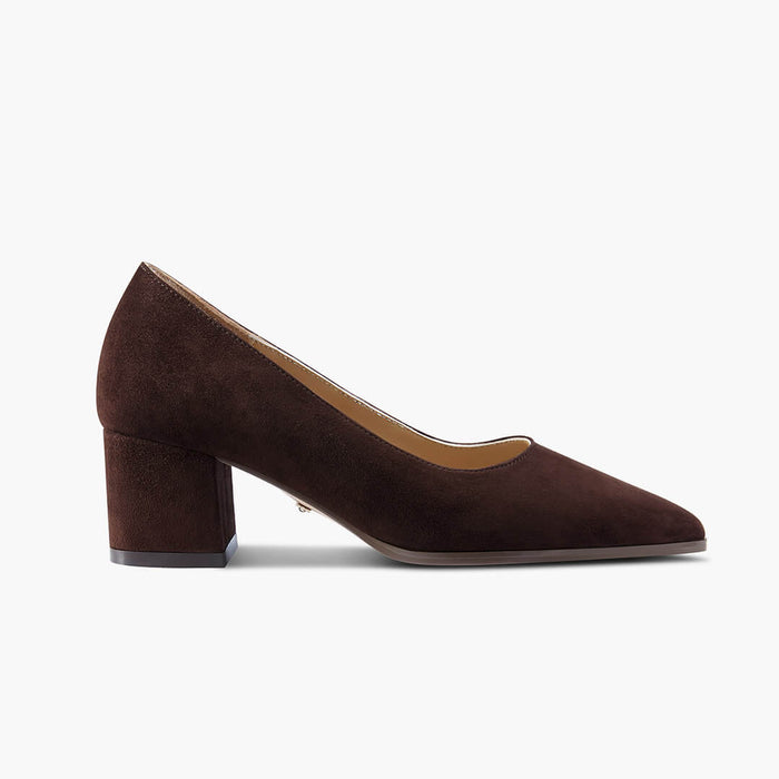 DIARA CHOCOLATE - suede chunky heel pumps
