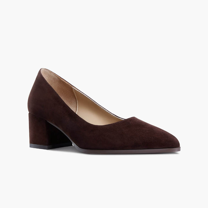 DIARA CHOCOLATE - suede chunky heel pumps
