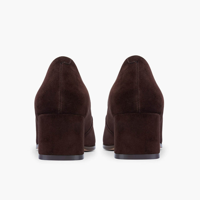 DIARA CHOCOLATE - suede chunky heel pumps