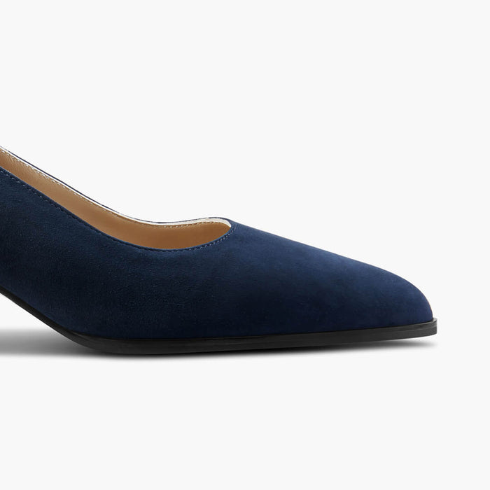 DIARA NAVY - suede chunky heel pumps