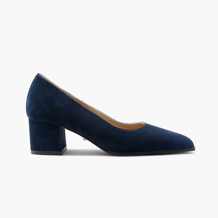 DIARA NAVY - suede chunky heel pumps