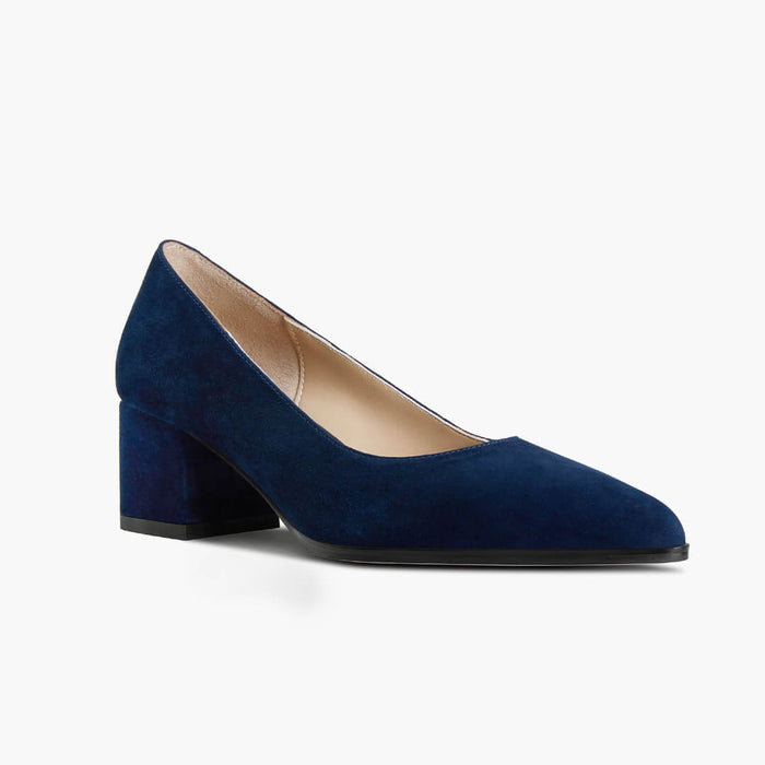 DIARA NAVY - suede chunky heel pumps