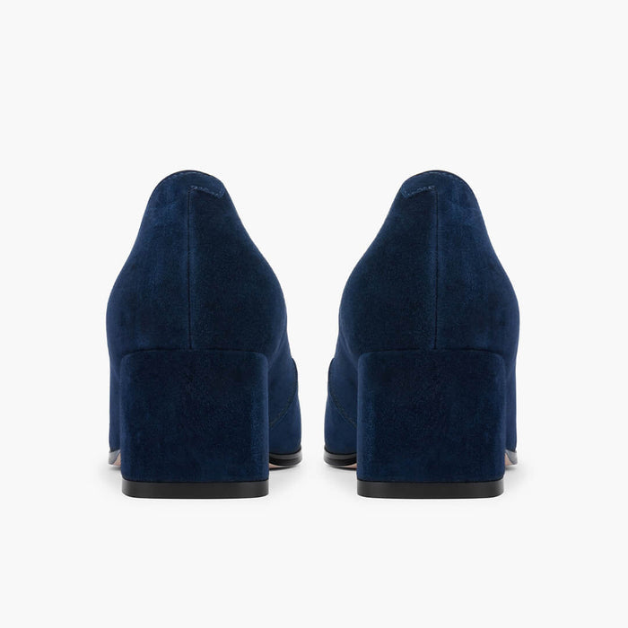 DIARA NAVY - suede chunky heel pumps